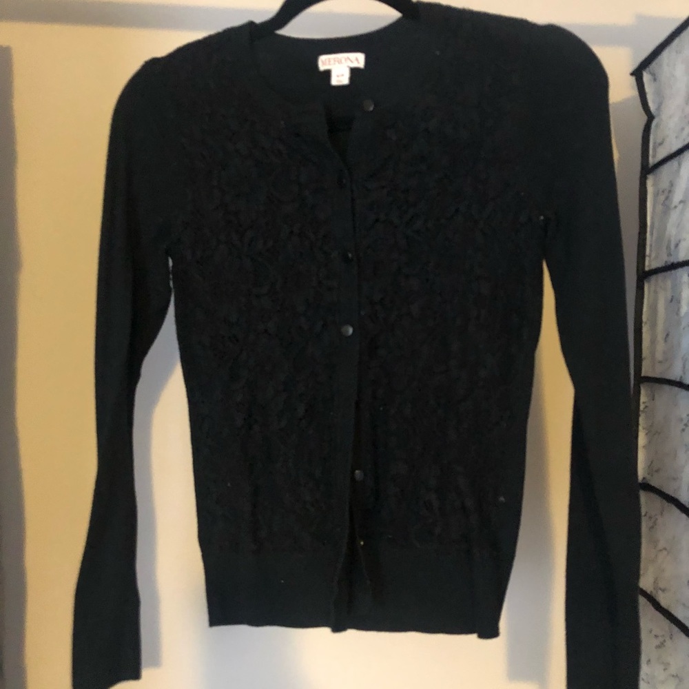 Lace-Front Cardigan